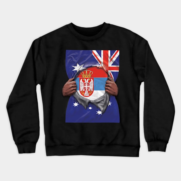 Serbia Flag Australian Flag Ripped - Gift for Serbian From Serbia Crewneck Sweatshirt by Country Flags